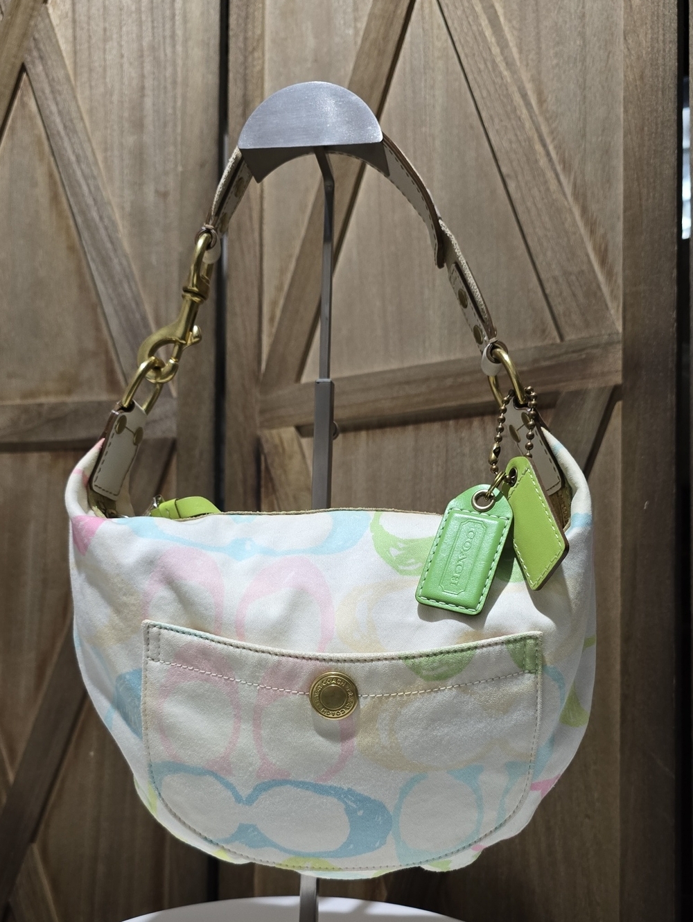 Vintage Coach Hampton Scr8bble Hobo Pastel "C" Print With 2 Original Hangtags